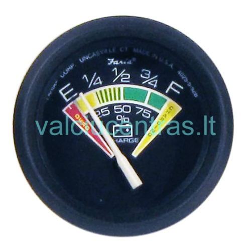 FARIA baterijos išsikrovimo lygio skydelis